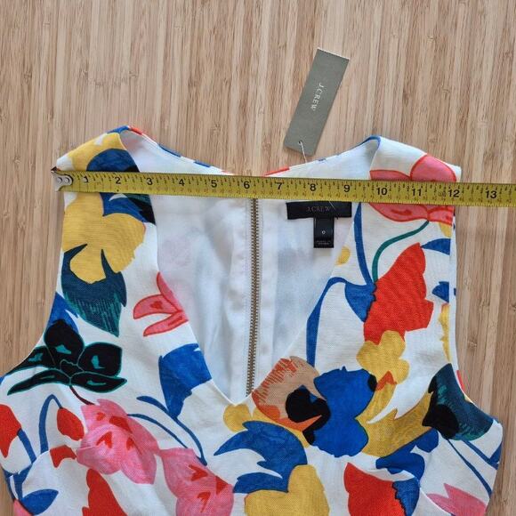 NWT J.Crew Linen V-neck Sleeveless Short A-line Dress in Morning Floral, size 0 - Picture 5 of 10
